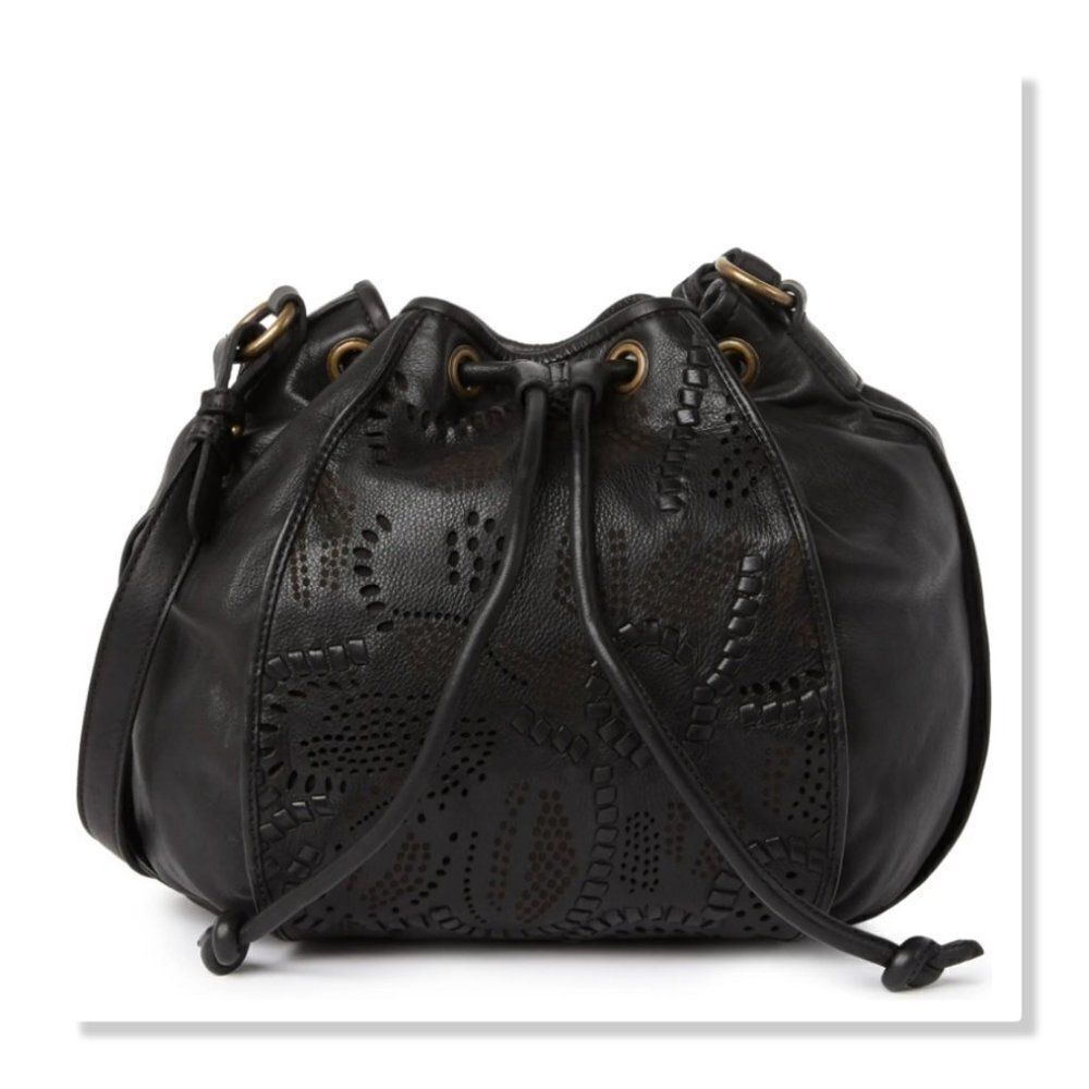 Frye Vivian Leather Bucket Bag in Black - NEW